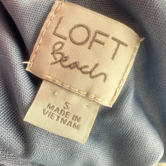 LOFT Beach Romper Small Scoop Tie Neck Short Sleeve Pockets Relaxed Fit Rayon & - Picture 3 of 12